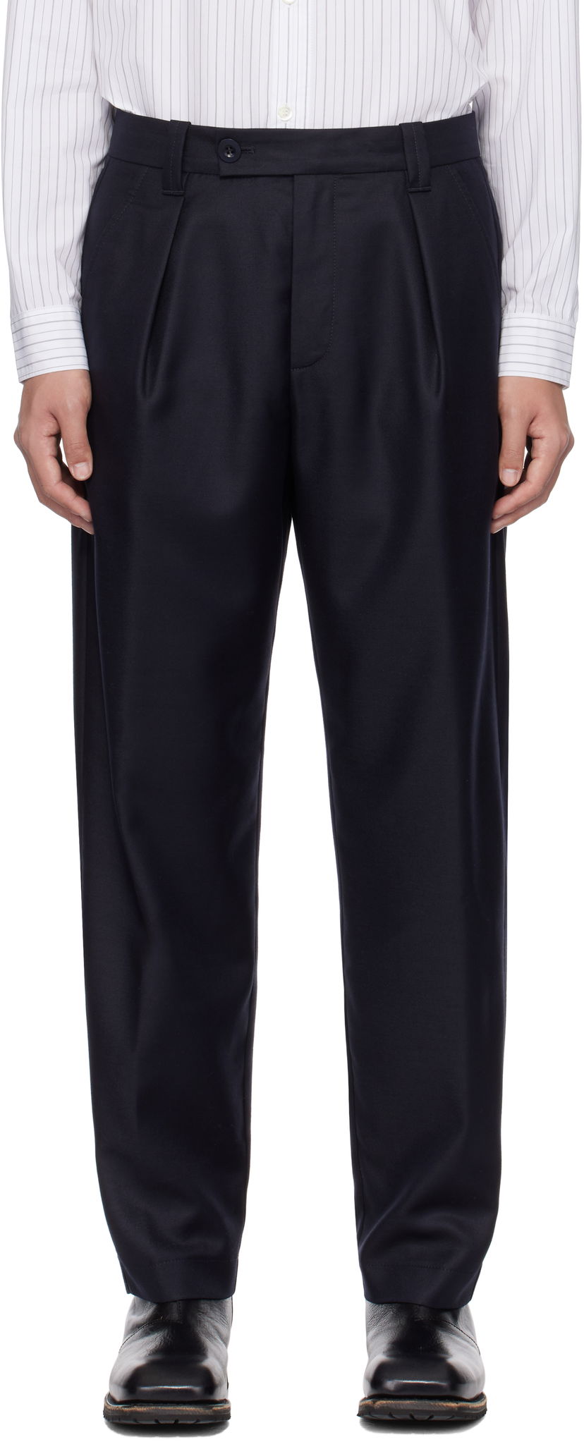 Hlače A.P.C. A.P.C. Renato Pleated Trousers Mornarica | LYAAV-H08428