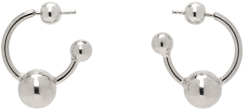 Uhani Jean Paul Gaultier Jean Paul Gaultier Silver Ball Hoop Earrings Kovinski | 24/25-U-BO036-X053-91