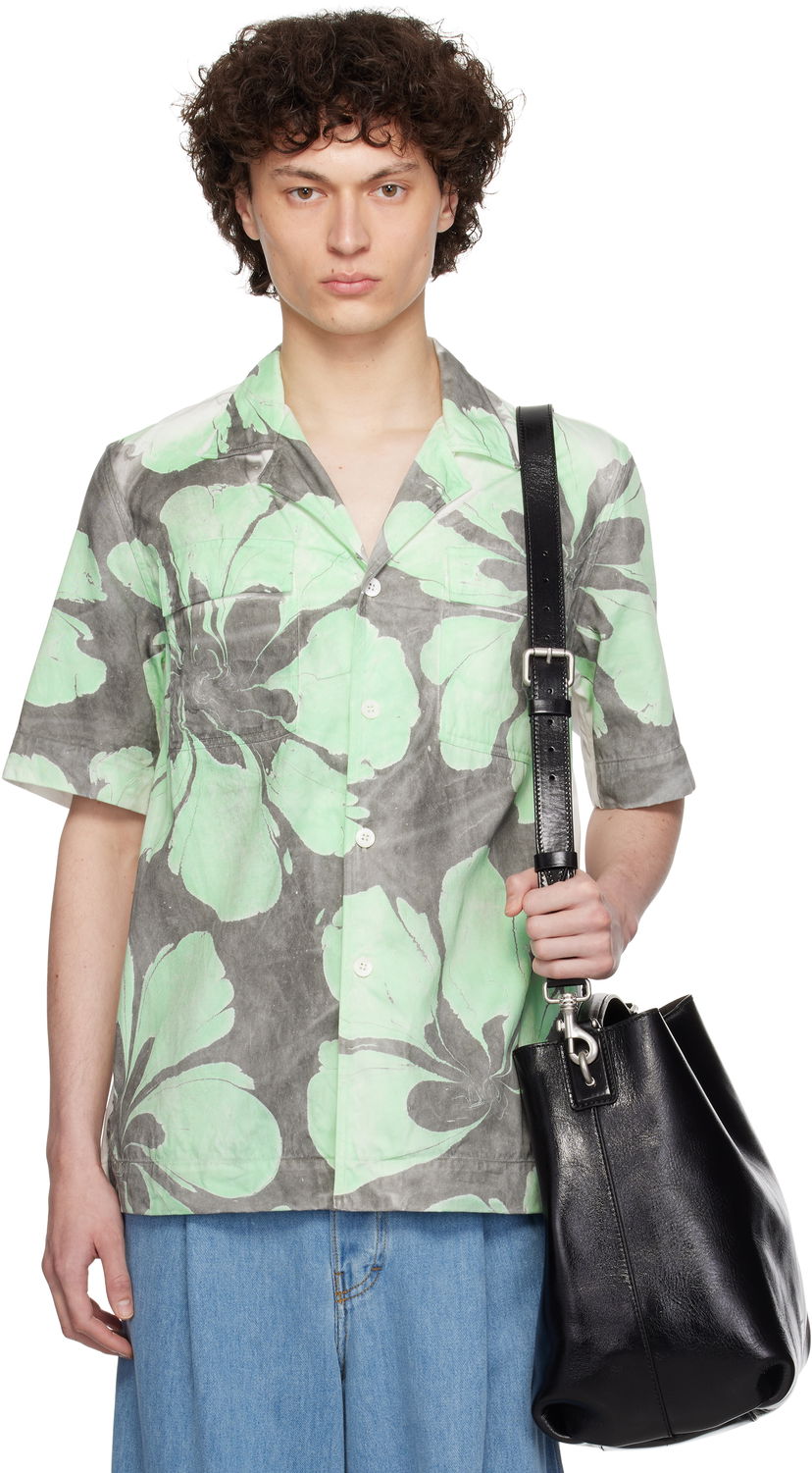Srajce Dries Van Noten Dries Van Noten Hand-Dyed Floral Print Shirt Zelena | 251-020758-1473