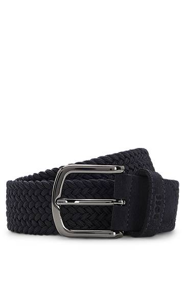 Pasovi BOSS Woven Belt with Leather Trims Črna | 50537169