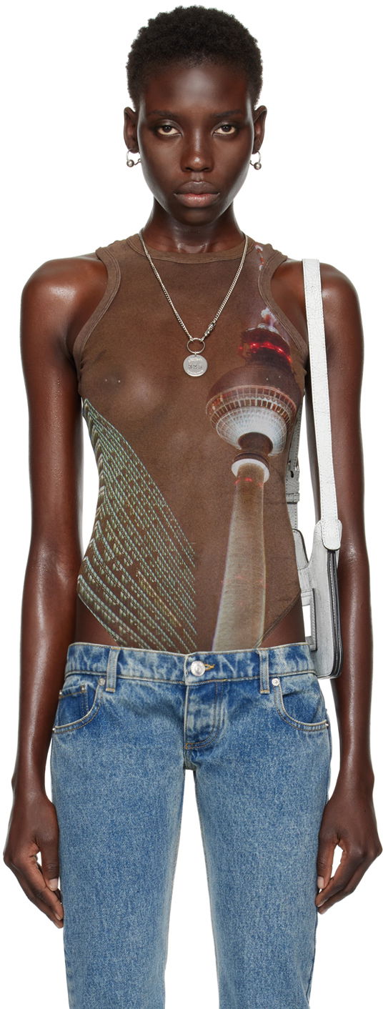 Majica brez rokavov Jean Paul Gaultier Jean Paul Gaultier Shayne Oliver Edition Printed Bodysuit Rjava | 24/27-F-BD034-T551-60405030