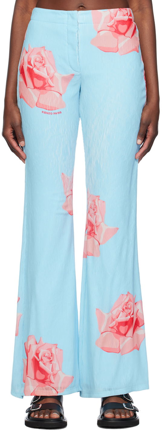 Hlače KENZO Paris Rose Trousers Modra | FE52PA0859E1