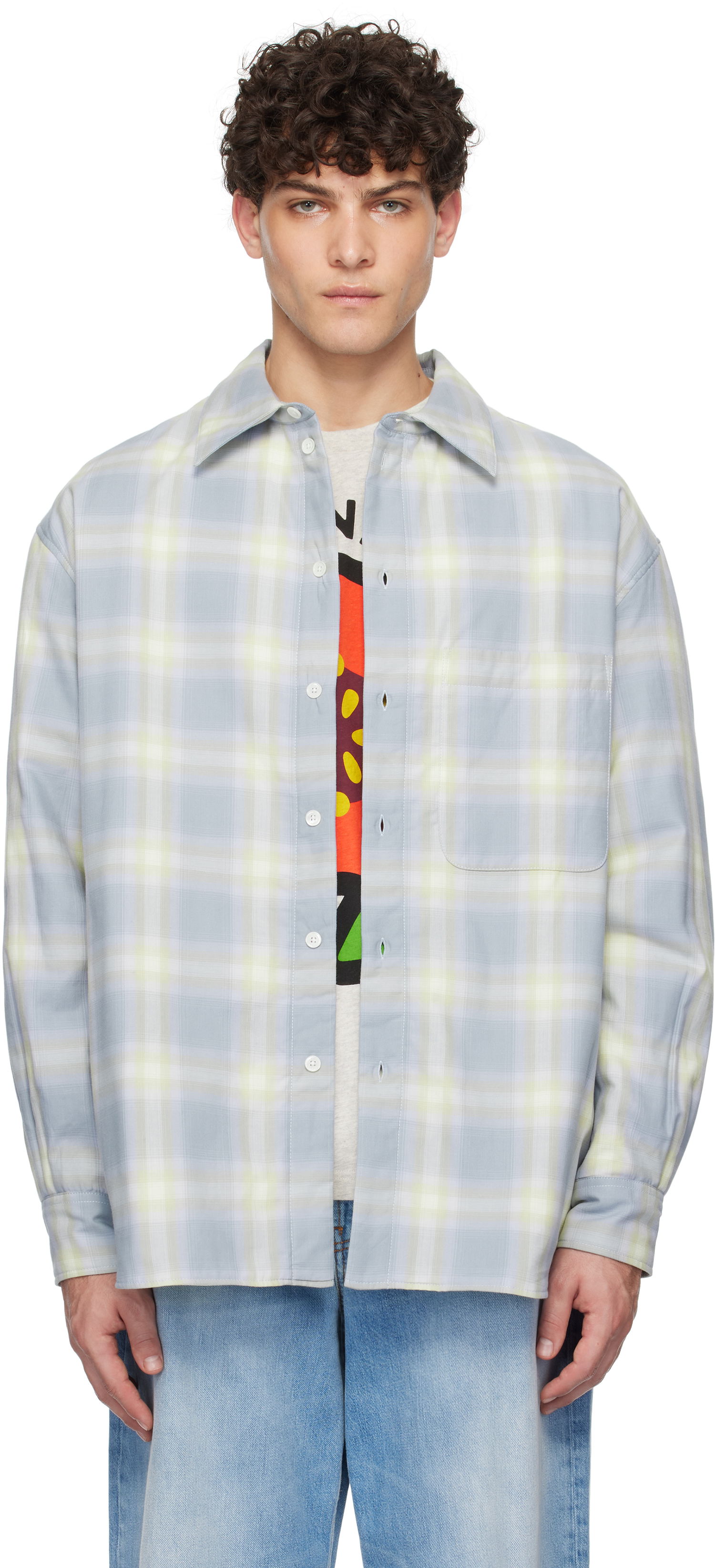 Srajce KENZO Shadow Check Overshirt Modra | FF58CH5259SB, 0