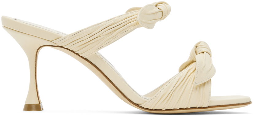 Modni dodatki Manolo Blahnik Manolo Blahnik Lollo Knotted Heeled Sandals Bela | 224-1604