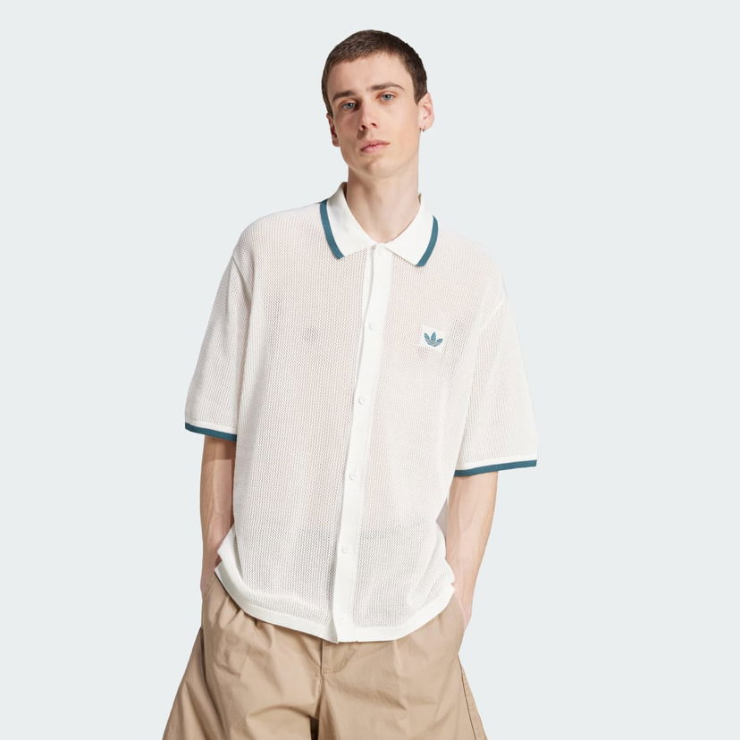 Polo majica adidas Originals adidas Originals Button Down Knitted Polo Bela | KC3526