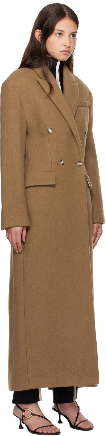 Plašči Nanushka Nanushka Ferris Double-Breasted Long Coat Rjava | NW24FWOW40076, 1