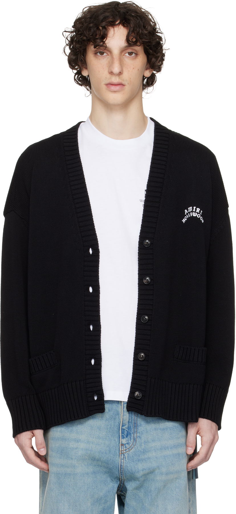 Pleteni pulover AMIRI AMIRI Hollywood Cardigan Črna | AWKNCD1027