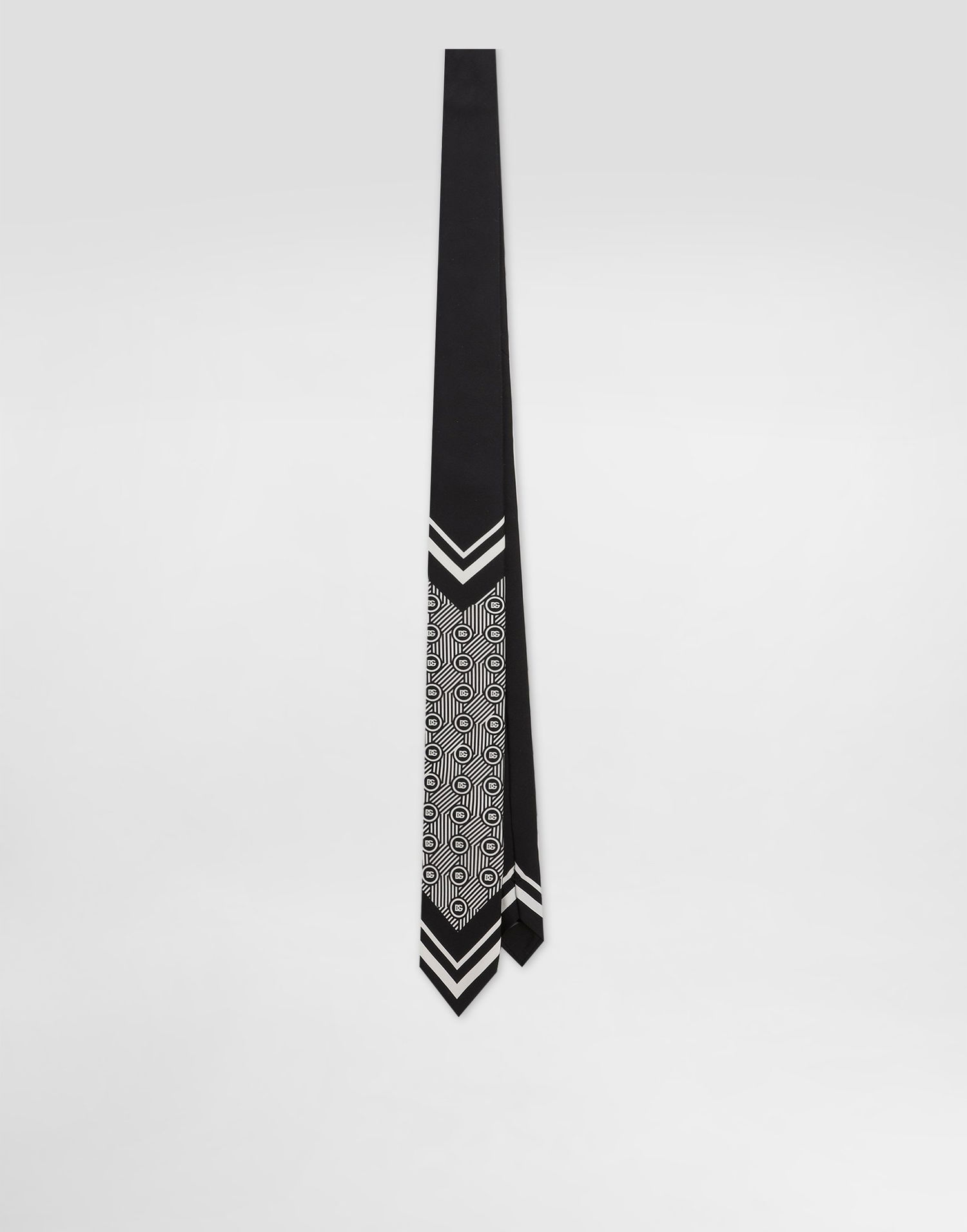 Pasovi Dolce & Gabbana Dolce & Gabbana Micro-Design and Logo Twill Tie Črna | GT149EG0WV5HH8RN, 0
