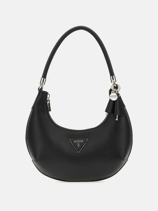Torba za čez ramo GUESS Gizele Saffiano Hobo Bag Črna | HWVG9195010, 0
