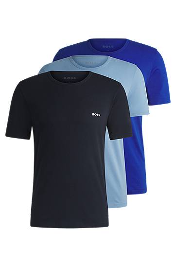 Majica BOSS BOSS Three-Pack Cotton T-Shirts with Logo Embroidery Modra | 50532468