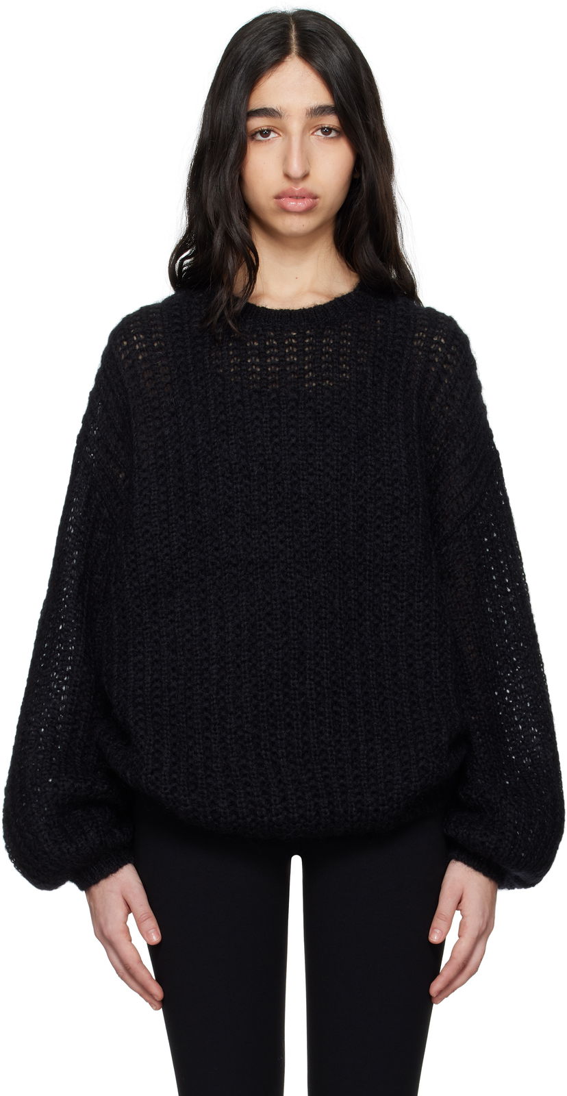 Pleteni pulover TOTEME TOTEME Puffed Knit Sweater Črna | 252-WRT0547-YA0160