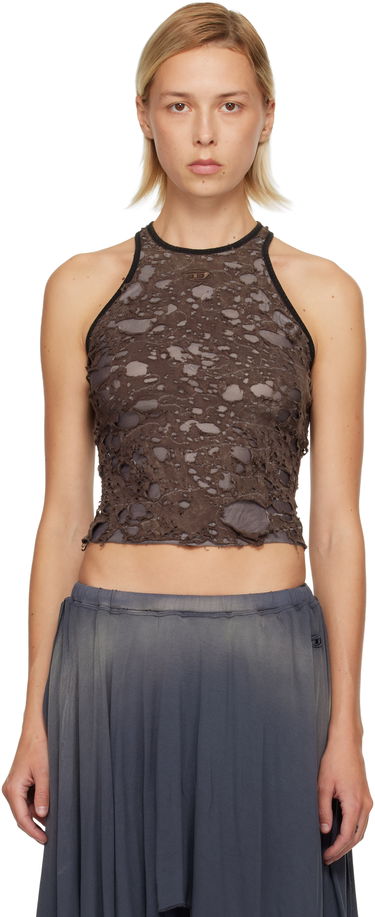 Majica brez rokavov Diesel Destroyed Layered Halter Tank Top Rjava | A18523 0IKCK, 0