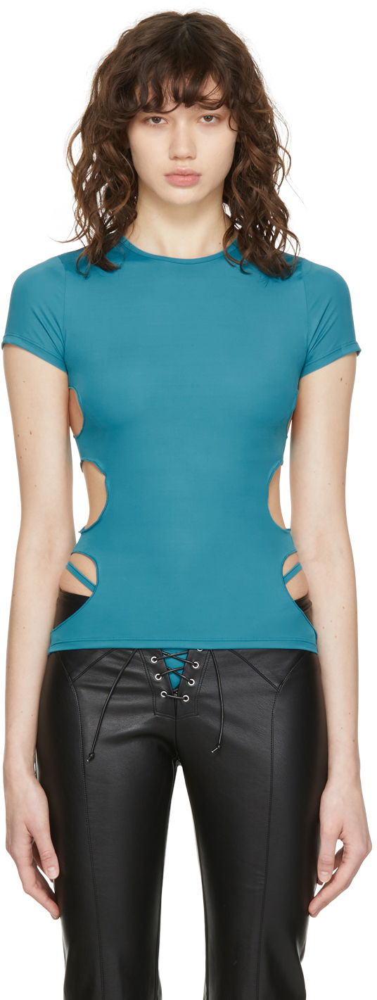Majica Miaou Miaou Zephyr Cutout T-Shirt Turkizna | 7041-CL, 0