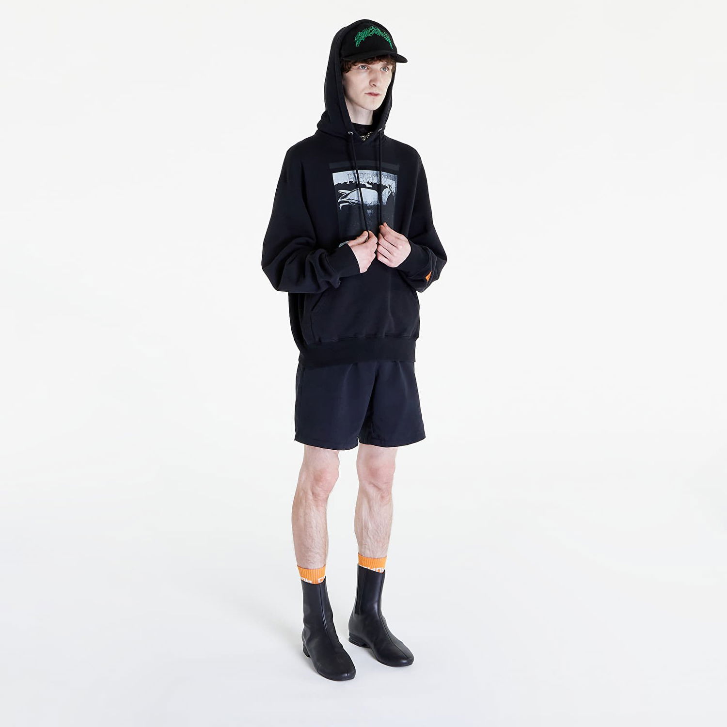 Pulover HERON PRESTON Misprinted Heron Hoodie Črna | HMBB024S23JER0051010, 1
