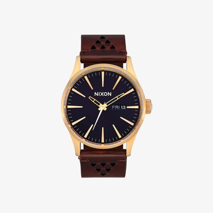 Ure Nixon Sentry Leather Watch Gold/ Indigo/ Brown Universal Rjava | A1055033