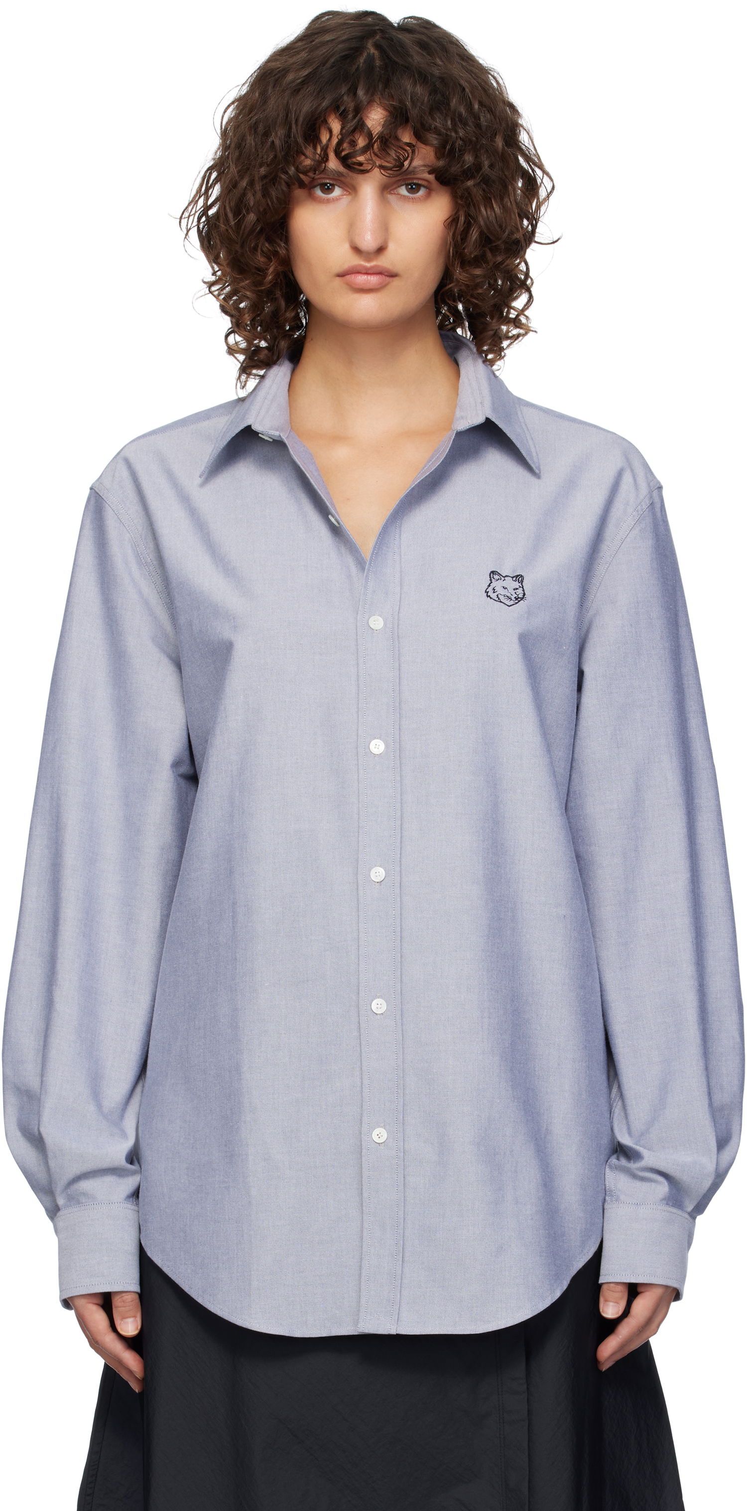 Srajce MAISON KITSUNÉ Fox Head Skate Shirt Modra | MM00405WC5012, 0