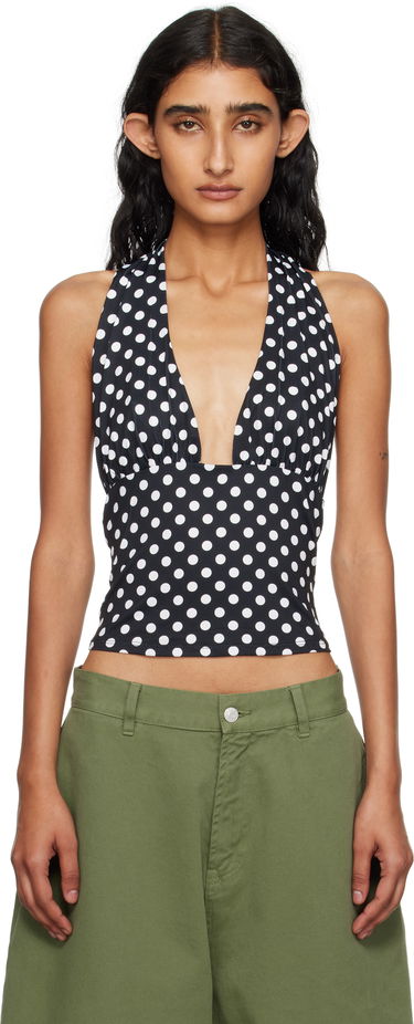Majica brez rokavov Miaou Miaou Mathilde Polka Dot Halter Top Črna | 7189VISBWP, 0
