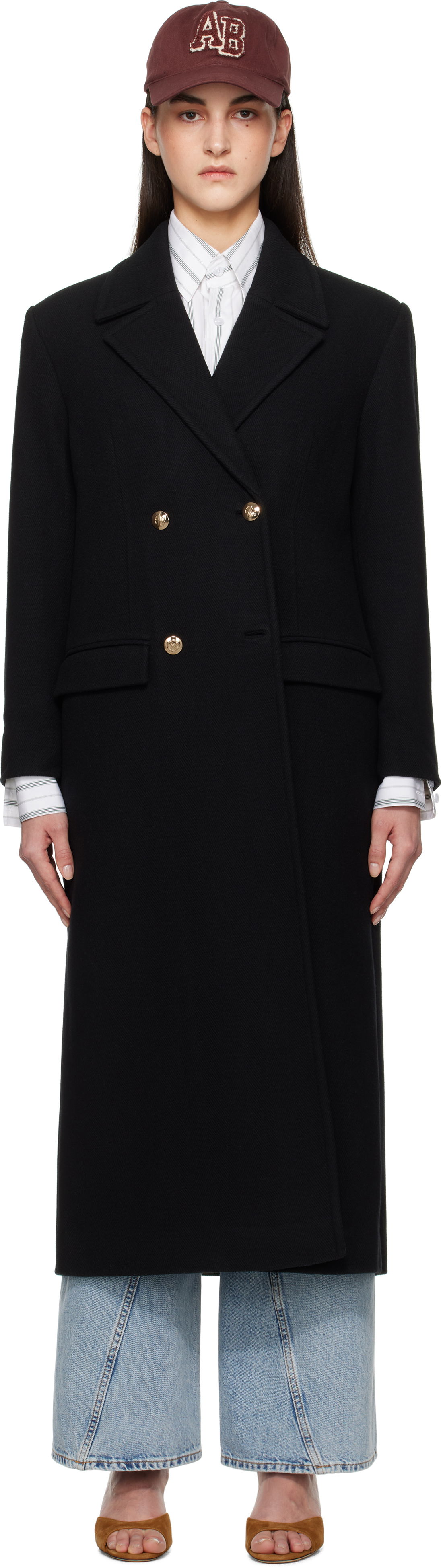 Plašči Anine Bing Anine Bing Raleigh Double-Breasted Coat Črna | A-01-10456-BLK1, 0