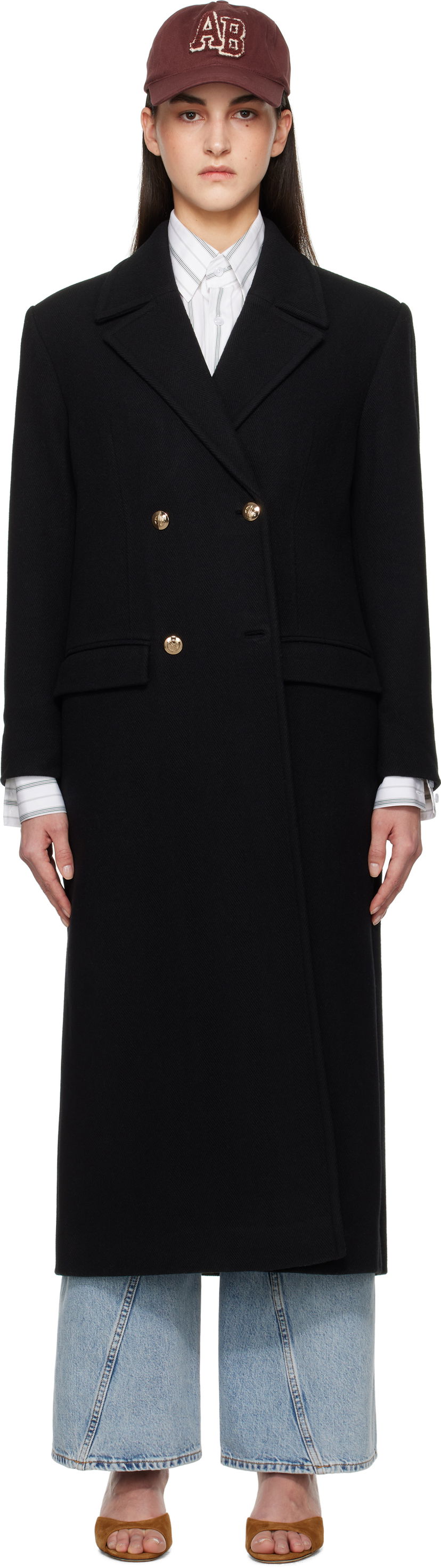 Plašči Anine Bing Anine Bing Raleigh Double-Breasted Coat Črna | A-01-10456-BLK1