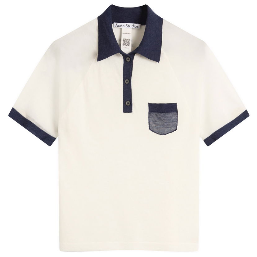 Polo majica Acne Studios Women's Kout Transparent Polo Top, Size Large Bela | A60590-BL1