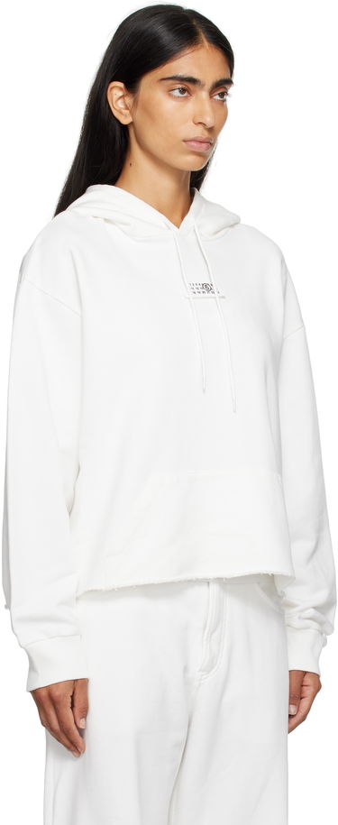 Pulover Maison Margiela MM6 Maison Margiela Logo Patch Cropped Hoodie Bela | S52GU0234 M25025, 1