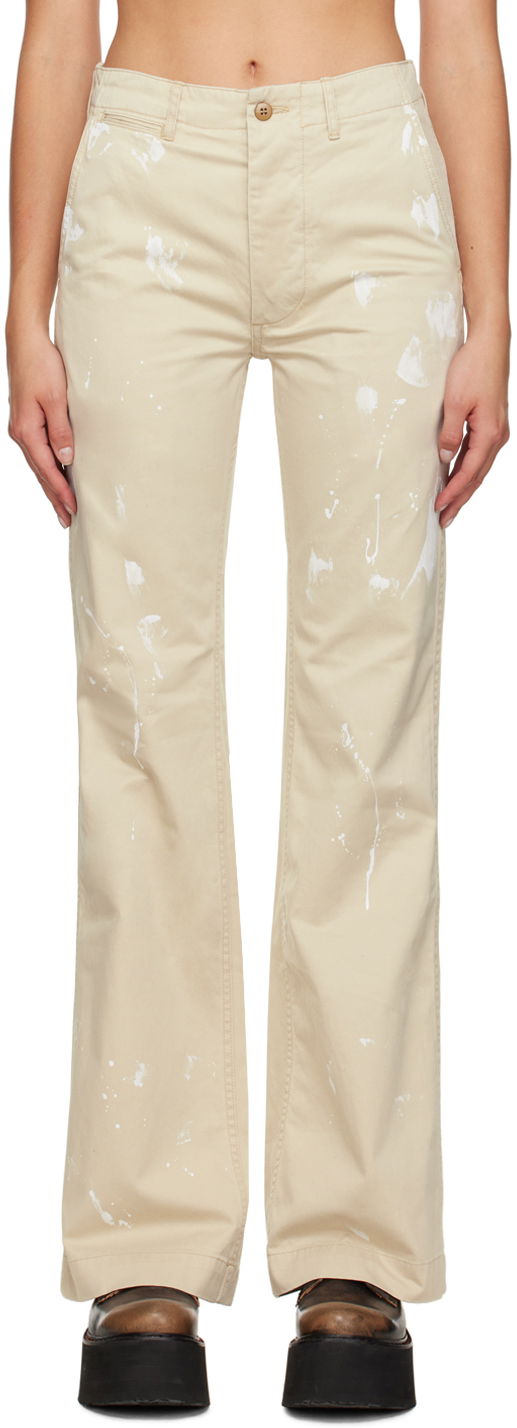 Hlače R13 R13 Jane Paint Splatter Trousers Bež | R13WR175-R258D