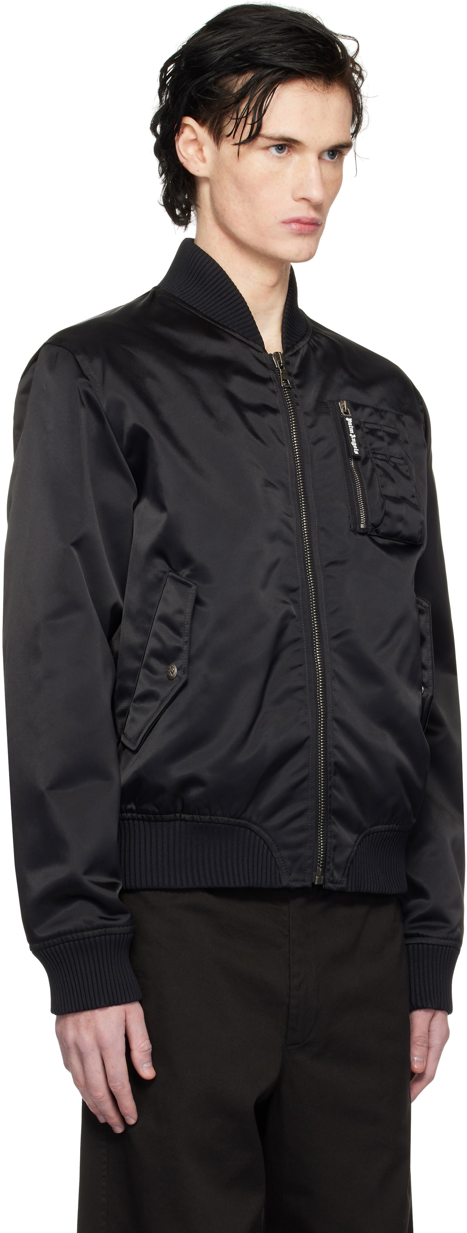 Bomber jakna Palm Angels Black Bomber Jacket With Logo Patch Črna | PMEH033S25FAB0011010, 1