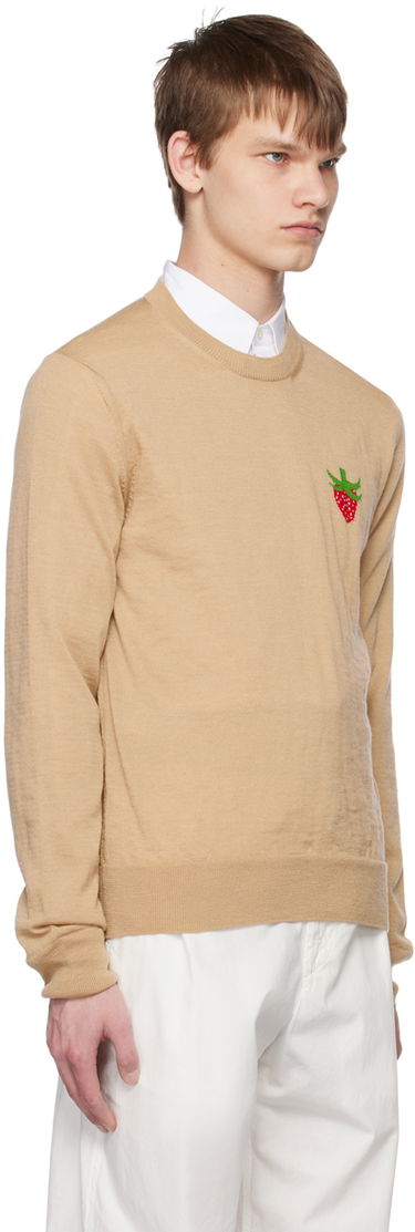 Pleteni pulover Comme des Garçons Comme des Garçons Shirt Brett Westfall Edition Embroidered Strawberry Sweater Siva | FK-N016-051, 4