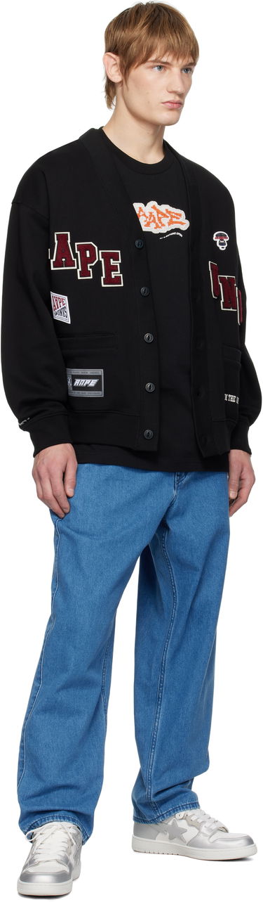 Pleteni pulover AAPE by A Bathing Ape AAPE By A Bathing Ape Multi-Logo Button Down Cardigan Črna | AAPSWMB348XXNBKX, 3
