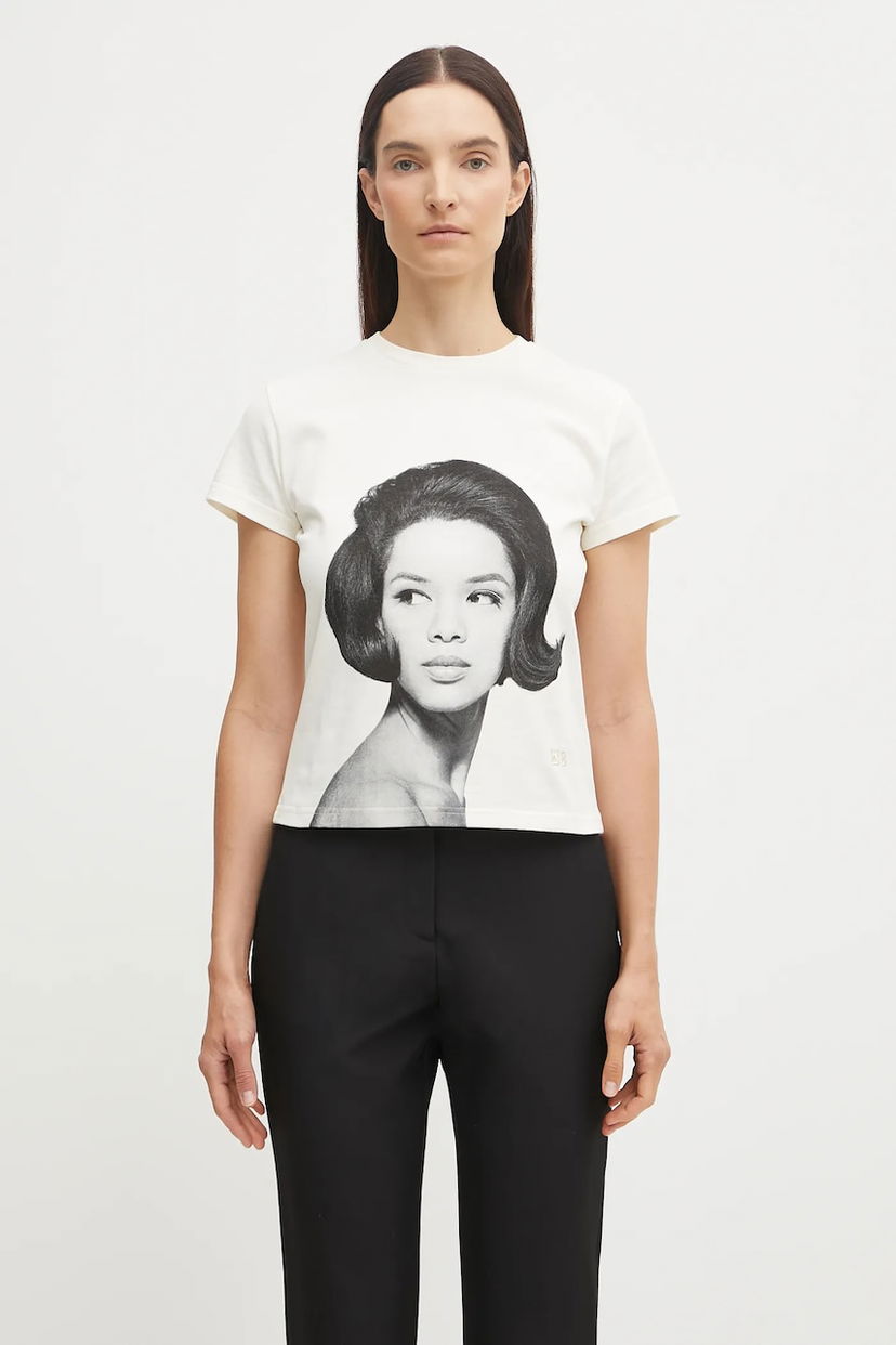 Majica Wales Bonner Wales Bonner Selah Cropped T-Shirt Bela | UA25JE11.JE01.100