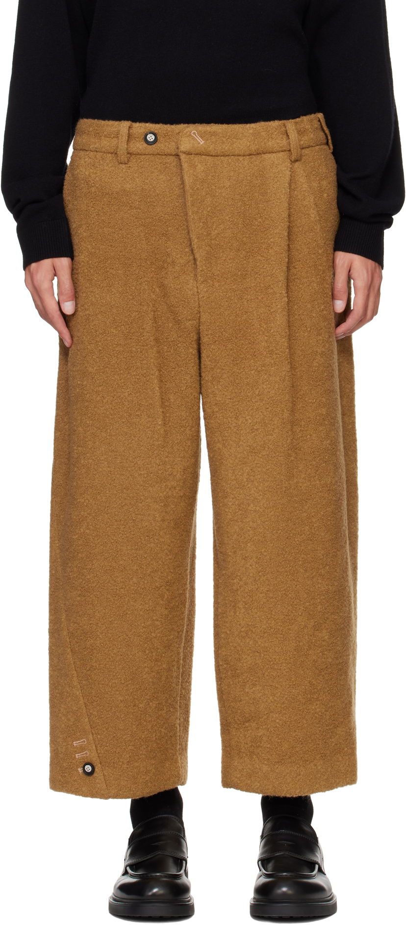 Hlače ADER ERROR Brown Wool Wide Leg Trousers Rjava | BN01FWSA0207CM