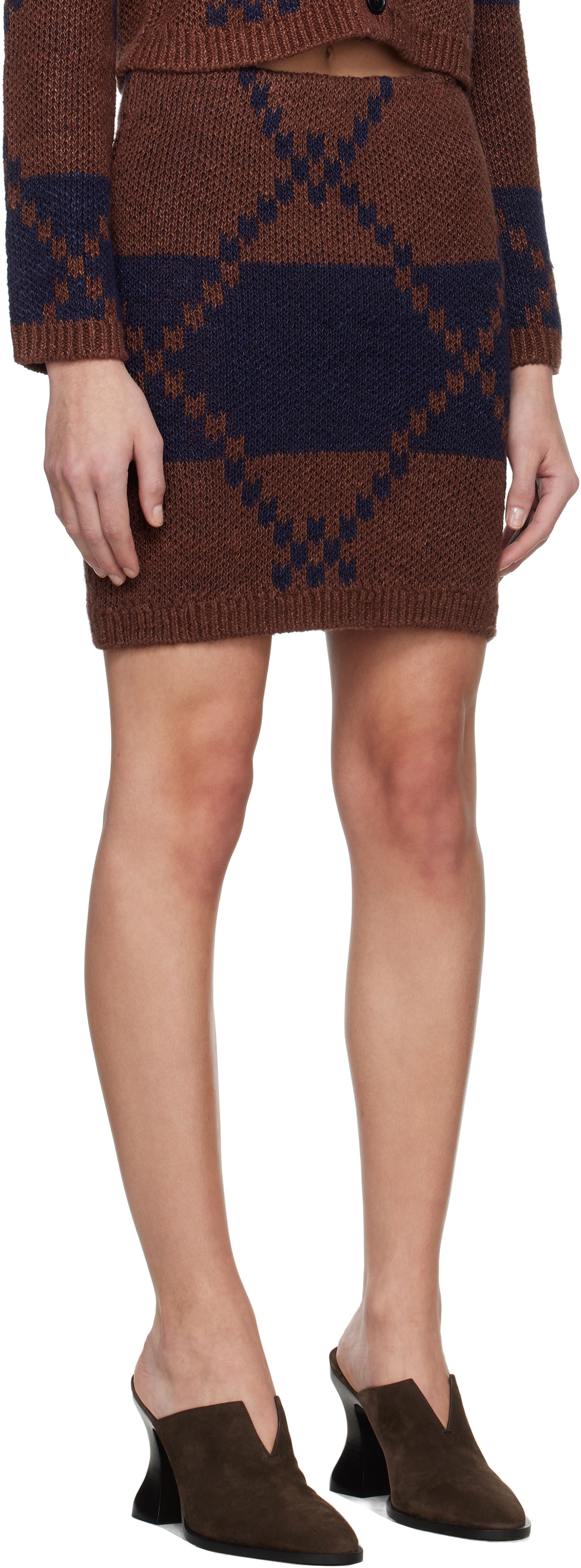 Krila JW Anderson JW Anderson Fairisle Knit Miniskirt Rjava | KW1412-YN0439, 1