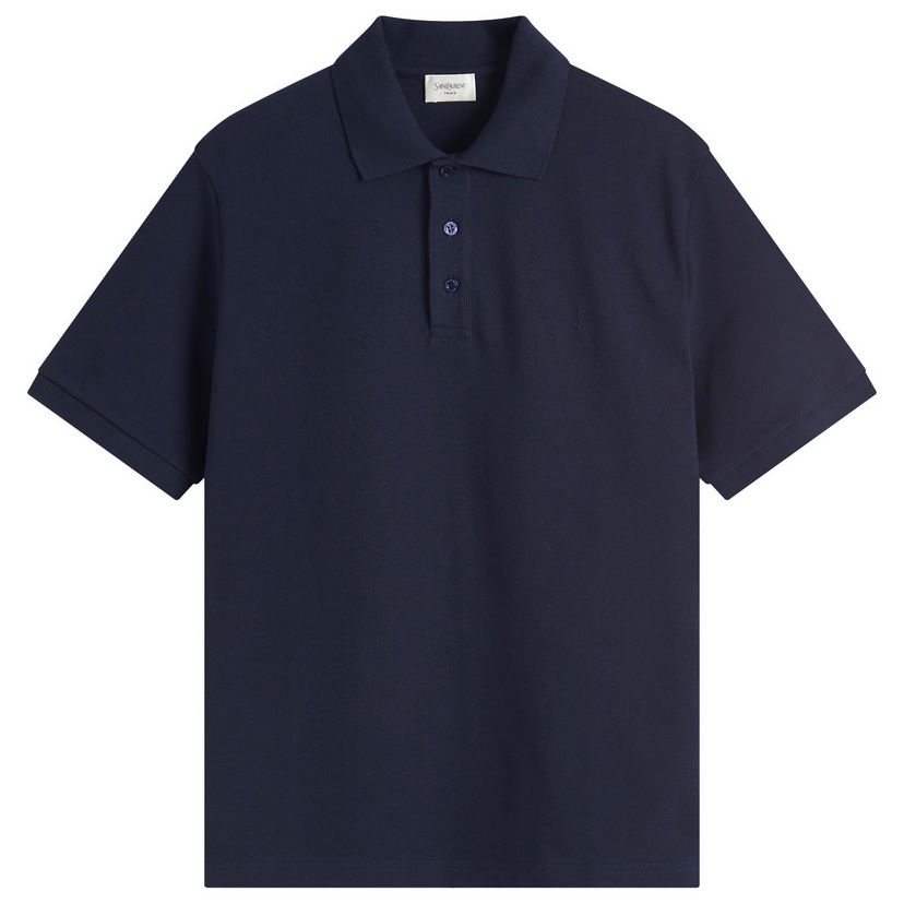 Polo majica Saint Laurent Cotton Pique Polo Shirt, Size Large Mornarica | 798944-Y37HC-4140