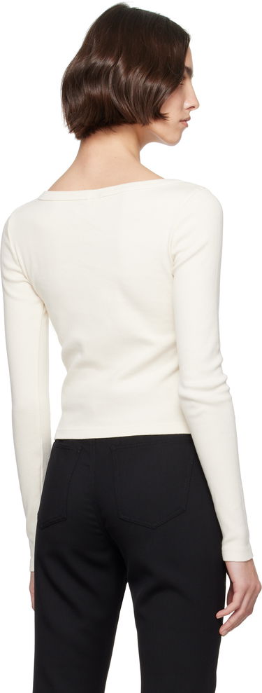Pleteni pulover RE/DONE Re/Done Hanes Edition Scoop Neck Long Sleeve Top Bela | 787-02WSCNKCD, 2
