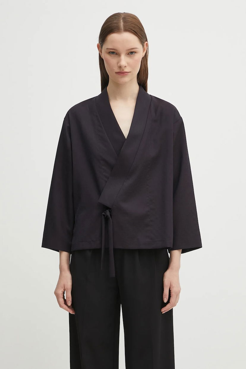 Srajce KENZO Kenzo Weave Kimono Oversize Črna | FF62VE0329ID
