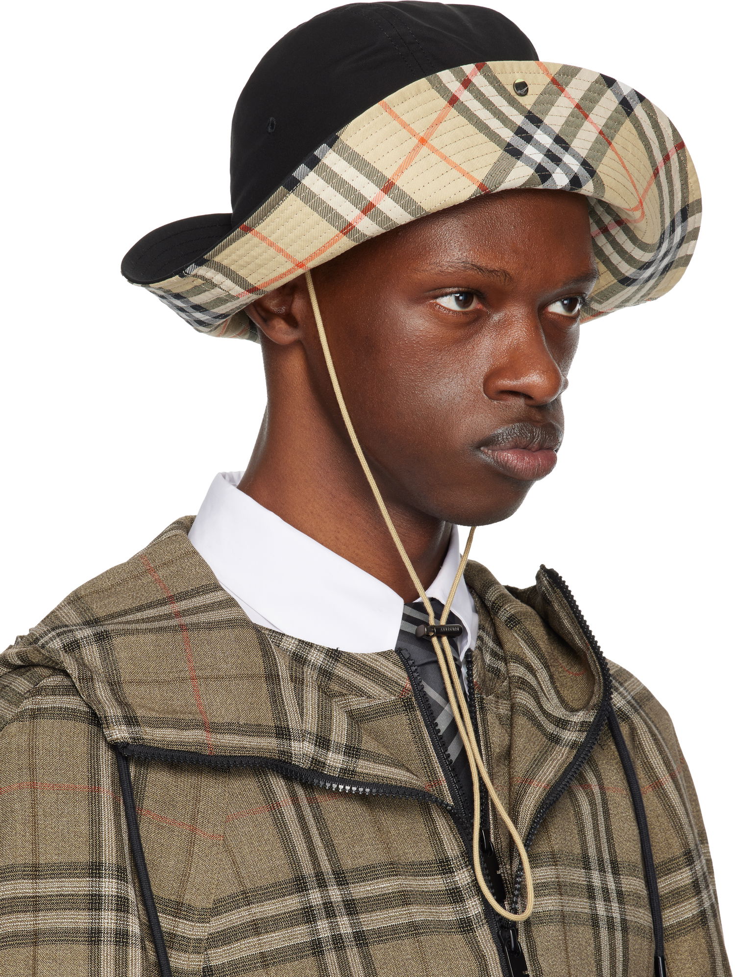 Klobuk Burberry Burberry Check Brim Gabardine Bucket Hat Bež | 8112364, 1