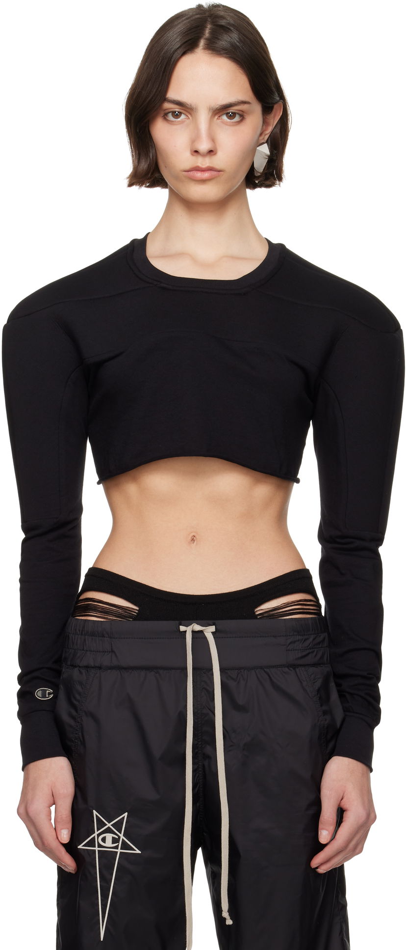 Majica Rick Owens Rick Owens Champion Edition Girdered Cropped Harness T-Shirt Črna | CW01E1708 CHJG