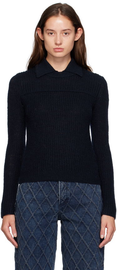 Pleteni pulover rag & bone Madix Knit Polo Top Modra | WAS24F023PB23, 0