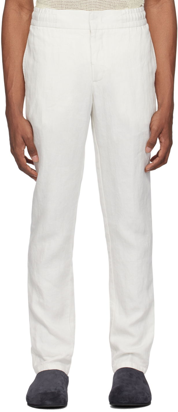 Hlače Orlebar Brown Relaxed-Fit Linen Trousers Bela | 277258