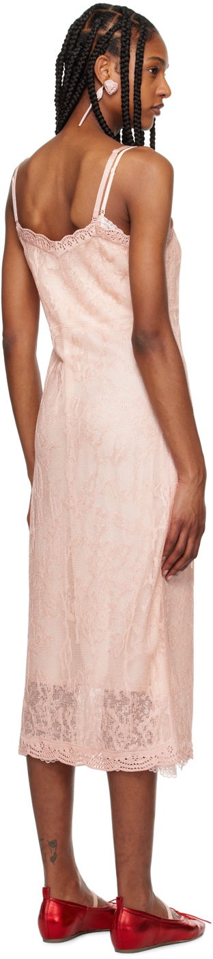 Obleke Simone Rocha Simone Rocha Floral Lace Midi Slip Dress Roza | SHMK3 0645, 2