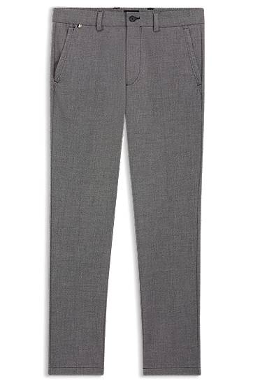 Hlače BOSS Slim-Fit Melange Stretch Trousers Siva | 50546875
