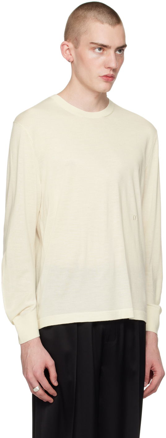 Pleteni pulover Helmut Lang Curved Sleeve Sweater Bež | O01HM703, 1
