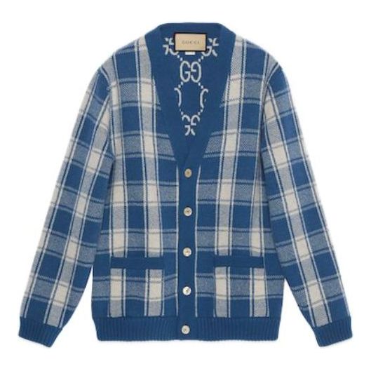 Pleteni pulover Gucci Gucci Reversible Wool Cardigan Modra | 770586-XKDSM-4405