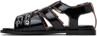 Modni dodatki GANNI GANNI Buckle Strap Flat Sandals Črna | S2934, 2