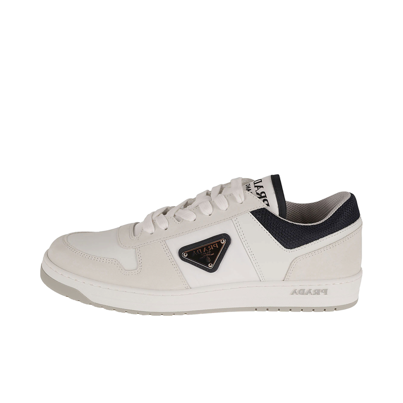 Superge in čevlji Prada Downtown Leather Re Nylon Sneaker White Blue Siva | 2EE391-BRC-F075A