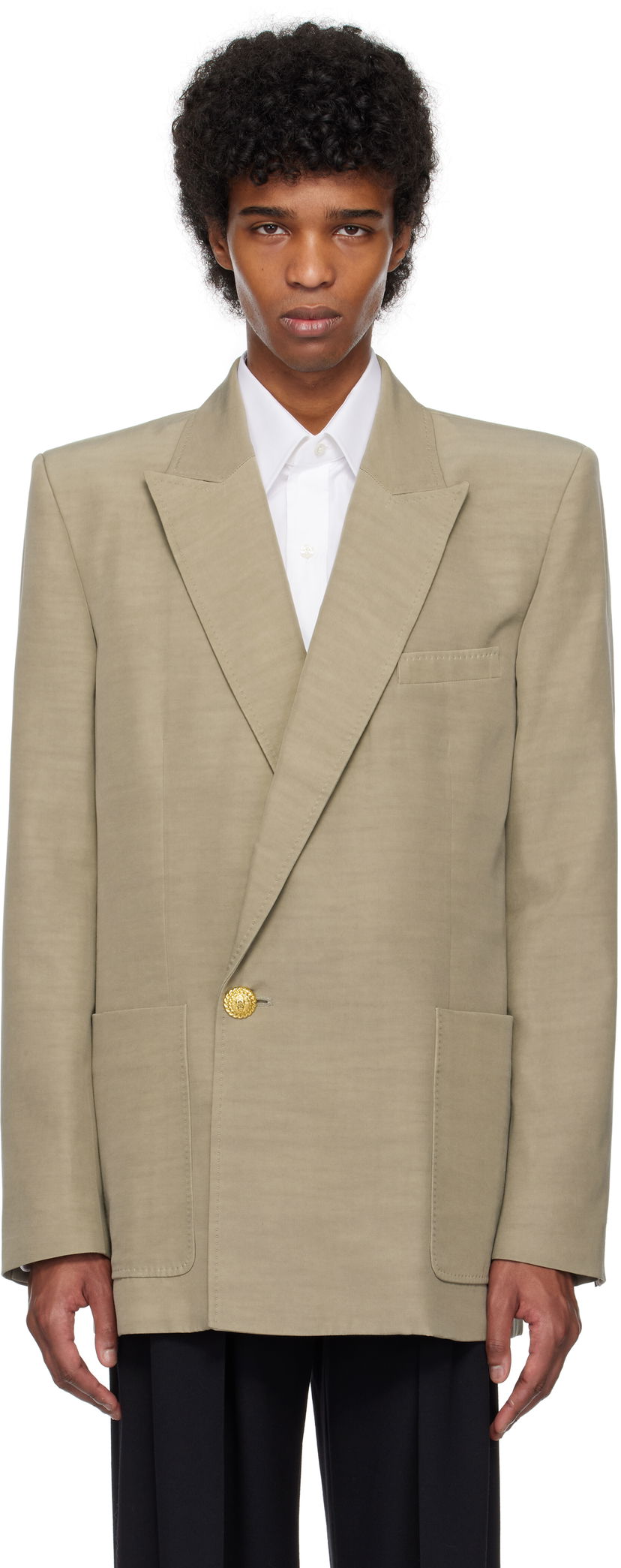 Jakna Balmain Balmain 1-Button Tailored Blazer Bež | EH1SG201VH50