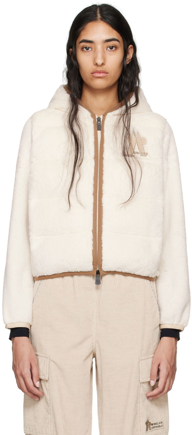 Jakna Moncler Grenoble Off-White Logo Patch Down Jacket Bela | J20988G00009899ML