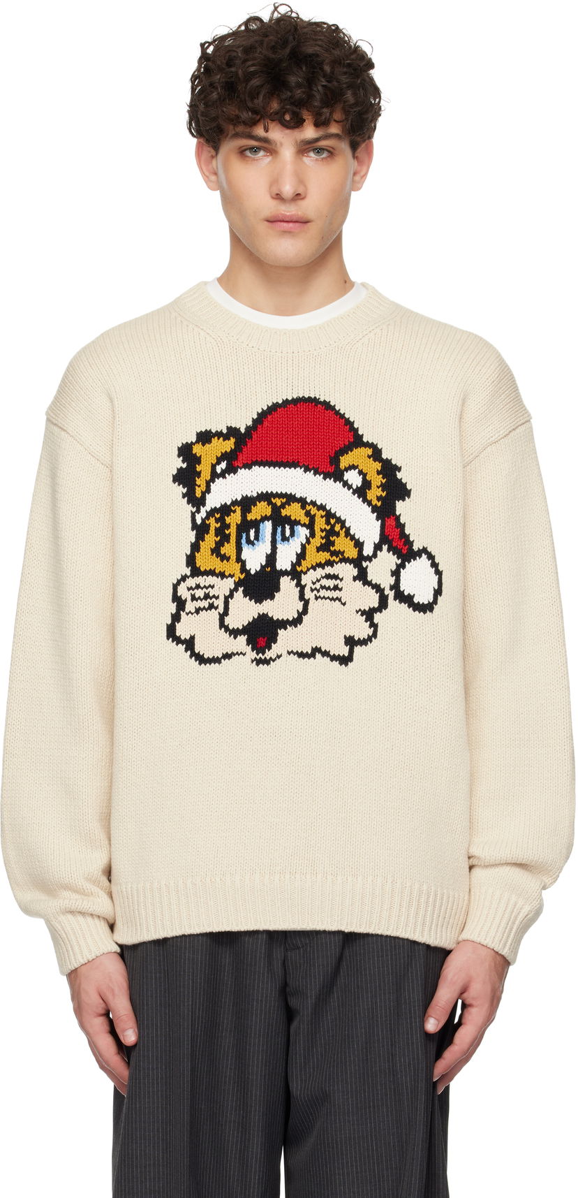 Pleteni pulover KENZO Verdy Edition Graphic Intarsia Sweater Bež | FF58PU7093CJ