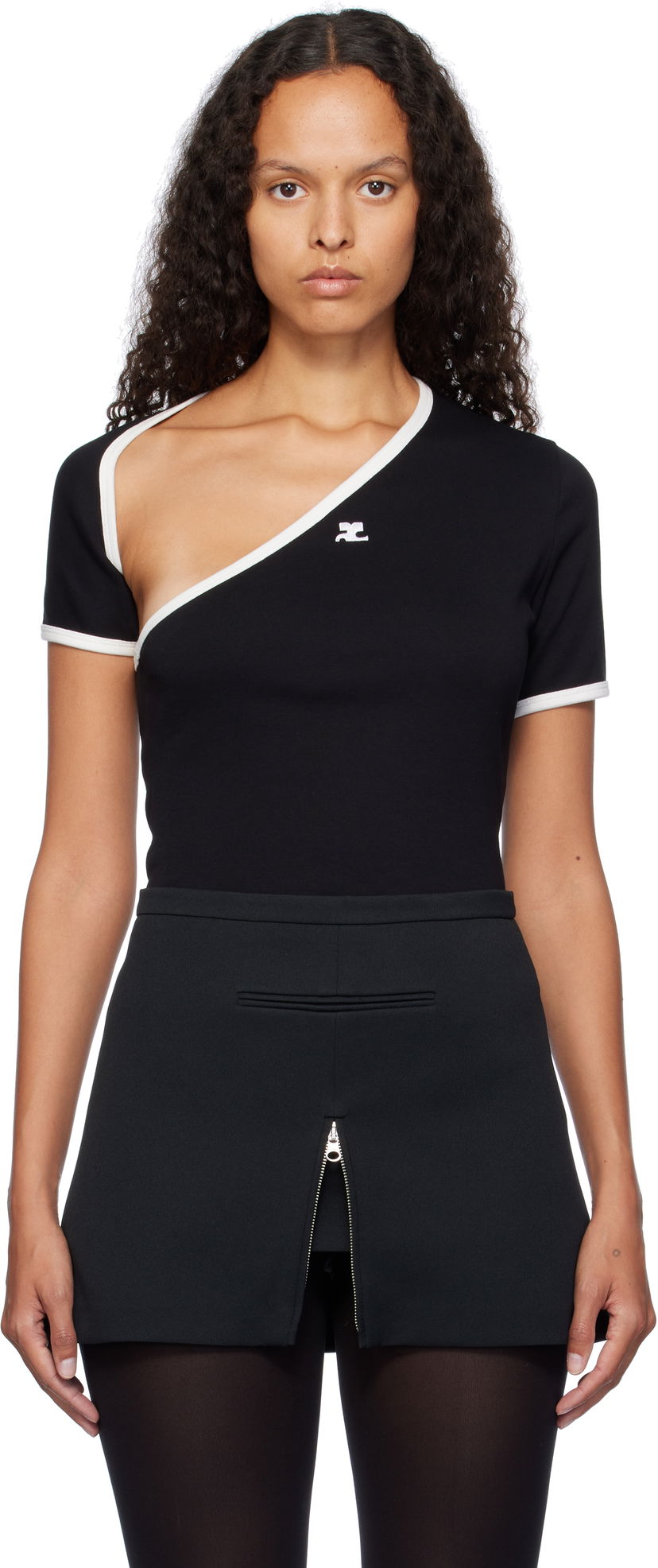 Majica brez rokavov Courrèges Slash Contrast T-Shirt Črna | 424JTS157JS0070