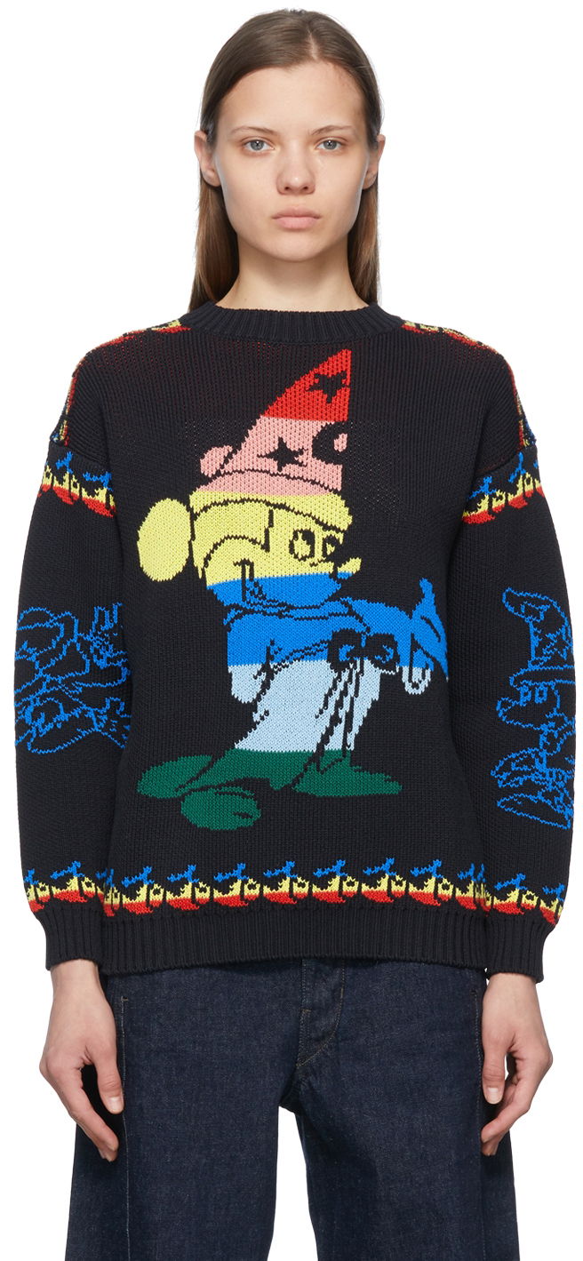 Pleteni pulover Stella McCartney Stella McCartney Fantasia Rainbow Mickey Graphic Sweater Črna | 6K00793S7253